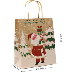 24-Pack Christmas Kraft Gift Bags with Assorted Holiday Prints