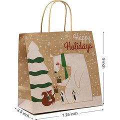 24-Pack Christmas Kraft Gift Bags with Assorted Holiday Prints
