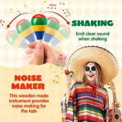 24-Piece Cinco de Mayo Mini Wooden Maracas for Kids