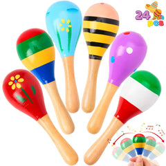 24-Piece Cinco de Mayo Mini Wooden Maracas for Kids