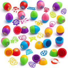 24 Pcs Easter Egg Stampers Self Inking Toys for Egg Hunt, Party Favors & Classroom Prizes