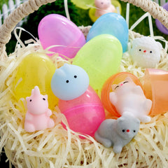 24-Pack Easter Glitter Transparent Prefilled Eggs with Mochi for Egg Hunt