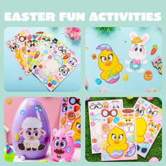 24Pcs Easter Make a Face Stickers with Chick, Bunny, Sheep, and Egg Patterns