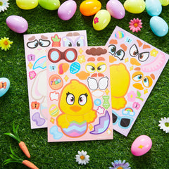 24Pcs Easter Make a Face Stickers with Chick, Bunny, Sheep, and Egg Patterns