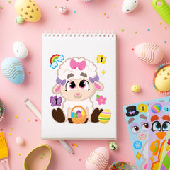 24Pcs Easter Make a Face Stickers with Chick, Bunny, Sheep, and Egg Patterns