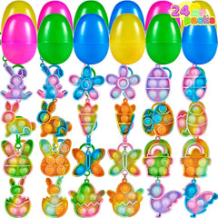 24-Pack Plush Bubble Keychain Prefilled Easter Eggs