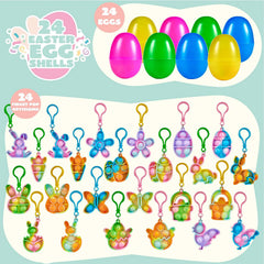 24-Pack Plush Bubble Keychain Prefilled Easter Eggs