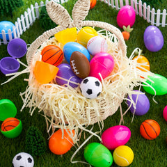 24 Pre-Filled Easter Eggs with Sports Stress Balls Squishy Toy for Kids Easter Egg Hunt