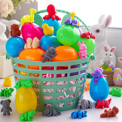 24 Pcs Prefilled Easter Eggs with 3D Printed Articulated Toys, Party Favors for Kids