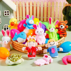 24 Pcs Prefilled Easter Eggs with Animal Finger Puppets for Kids Party & Hunt