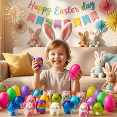 24 Prefilled Easter Eggs with Axolotl Squishy Toys for Egg Hunt, Party Favors & Basket Stuffers
