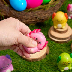24 Prefilled Easter Eggs with Axolotl Squishy Toys for Egg Hunt, Party Favors & Basket Stuffers