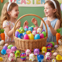 24 Prefilled Easter Eggs with Axolotl Squishy Toys for Egg Hunt, Party Favors & Basket Stuffers