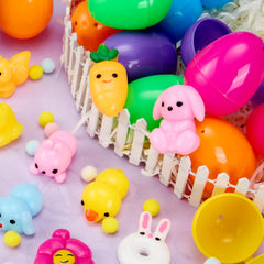 24 Prefilled Easter Eggs with Cute Mochi Squishy Toys for Egg Hunt, Basket Stuffers & Party Favors