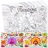 24Pcs Thanksgiving Turkey Coloring Placemats for Kids School Activities Party Decoration