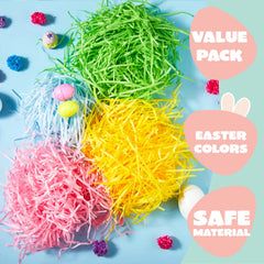 24oz (680g) Multicolor Rainbow Easter Grass, Recyclable Pastel Paper Shred
