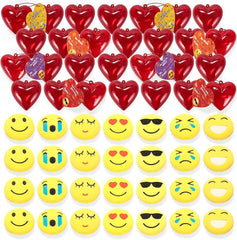 28-Piece Iconic Expression Eraser-Filled Hearts Set with Valentine's Day Cards for Kids - Classroom Exchange Gifts