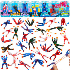 28 Pack Valentine's Day Ninja Sticky Men with Cards, Classroom Exchange Gifts for Kids