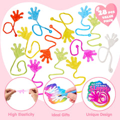 28 Pack Valentine's Day Sticky Hands with Cards, Classroom Exchange Gift for Kids