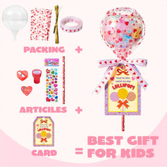 28-Pack Giant Valentine Lollipop Stationery Set with Cards, Pencils, Erasers, Stampers, Sharpener, and Stickers