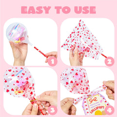 28-Pack Giant Valentine Lollipop Stationery Set with Cards, Pencils, Erasers, Stampers, Sharpener, and Stickers