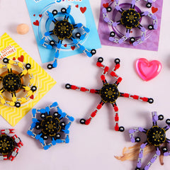 28-Pack Valentine's Day Cards with Fidget Spinners, 3 Designs for Kids School Exchange