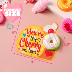 28 Packs Valentine's Day Gift Cards with Candy Mochi Squishy Toys for Kids Classroom Gift Exchange