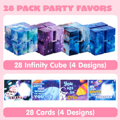 28 Valentine's Day Gift Cards with Infinity Magic Cube Fidget Toys