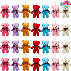 28 Pack Valentine's Day Gift Cards with Mini Bear Plush Toys for Kids Classroom School Exchange