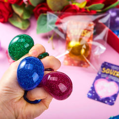 28 Pack Valentine's Day Stretchy Balls with Cards, Classroom Exchange Gift for Kids