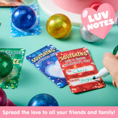 28 Pack Valentine's Day Stretchy Balls with Cards, Classroom Exchange Gift for Kids