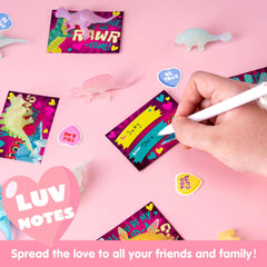 28 Pack Valentine's Day Cards with Glow-in-the-Dark Dinosaur Toys for Kids Classroom Exchange