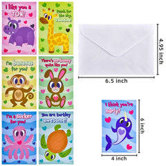28 Animal Scratch-Off Cards with Sticks and White Envelopes