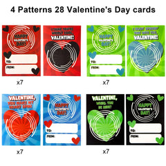 28-Pack Valentine's Day Spinner Cards for Kids Classroom Exchange Gifts