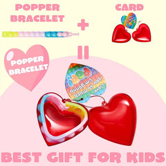 28-Piece Valentine's Day Heart Bracelet and Card Set for Kids' Classroom Exchange Gifts