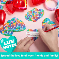 28-Piece Valentine's Day Heart Bracelet and Card Set for Kids' Classroom Exchange Gifts