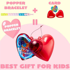 28-Piece Valentine's Day Heart Bracelet and Card Set for Kids' Classroom Exchange Gifts