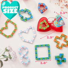 28-Piece Valentine's Day Heart Gift Set with Snake Cube Puzzle and Cards for Kids Classroom Exchange