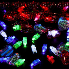 28-Piece LED Finger Light Heart Shells with Valentine's Day Cards for Kids Classroom Exchange Gifts