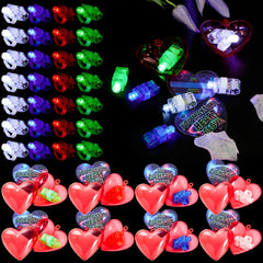 28-Piece LED Finger Light Heart Shells with Valentine's Day Cards for Kids Classroom Exchange Gifts