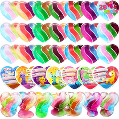 28-Piece Heart Multicolor Slime Set with Stickers