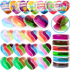 28-Piece Heart Multicolor Slime Set with Stickers