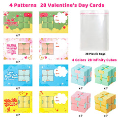 28-Pack Infinity Cube with Valentine's Day Cards for Classroom Exchange