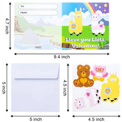 28Pcs Kids Valentine's Cards with Stickers - Classroom Exchange Gifts