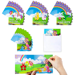 28Pcs Kids Valentine's Cards with Stickers - Classroom Exchange Gifts