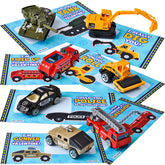 28-Pack Kids Valentine's Cards with Die-Cast City Vehicle Toys - Classroom Exchange Gifts
