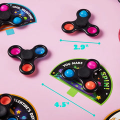 28-Pack Valentine's Day Cards for Kids with Spinning Tops - Classroom Exchange Gifts