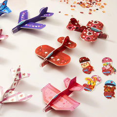 28-Pack Kids Valentine's Day Cards with Foam Airplanes - Classroom Exchange Gifts