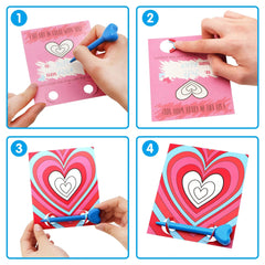 28Pcs Kids Valentine's Cards with Heart-Shaped Crayons - Classroom Exchange Gifts