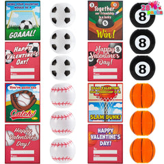 28Pcs Kids Valentine's Cards with Mini Sport Balls - Classroom Exchange Gifts